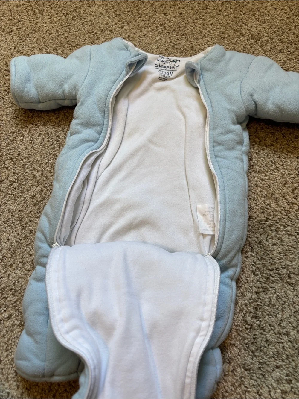 Baby Merlin’s Magic Light Blue Sleepsuit Size Small 3-6 Months 100% Cotton - Picture 4 of 6